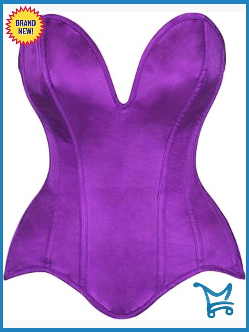 Steel Boned Overbust Corset with Side Zipper & Lacing